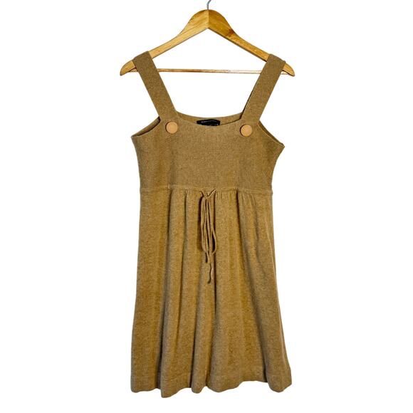 BCBGMaxazria Dress Women XL Tan Apron Style Knit Mini Angora Mini Casual Neutral - Picture 1 of 7